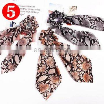 Girl Women Satin Chiffon Scrunchies Hairbands Solid Flower Leopard Design Ponytail Holder Stretch Headwear 6series photo-6
