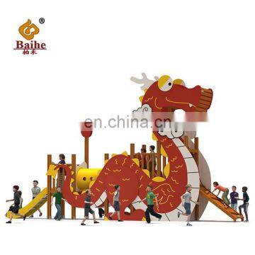 Popular PE Board School Dragon Sharped Children Swing And Slide Play Set Outdoor Playground Equipment