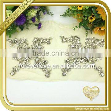 Handmade embroidery design beaded applique neck trims for weeding dress FHA-040