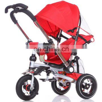 China Factory Supply 4 in 1 Foldable 3 Wheels Baby Push Stroller Tricycle