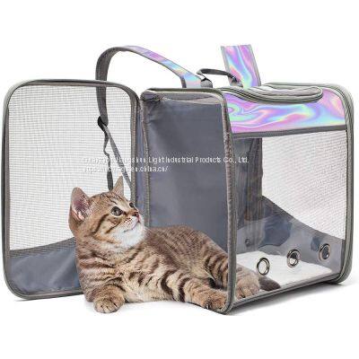 Laser Space Capsule pvc Hands Free pet transport carrier clear backpack