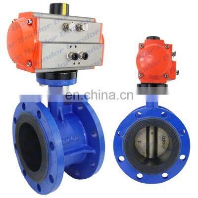 Bundor DN50-1200 ductile iron Pneumatic Flanged Butterfly Valve for fresh water