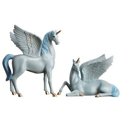 Creative Style Blue Pink White Myth Resin Unicorn Table Decoration Colorful Pegasus Sets Craft Ornaments For Home Decor