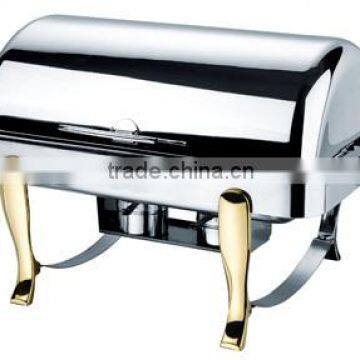 Gold Roll Top Stainless Steel Electric Buffet Chafing Dish for Hotel photo-3