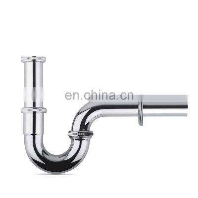 1-1/4 Chrome Full Copper Sink Trap Universal Water Seal Tubular Swivel P siphon trap