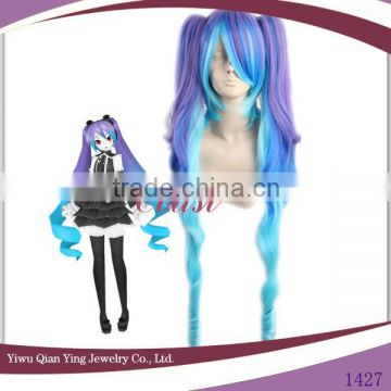 Long purple and blue beauty curly ponytail Hatsune Miku cosplay wigs