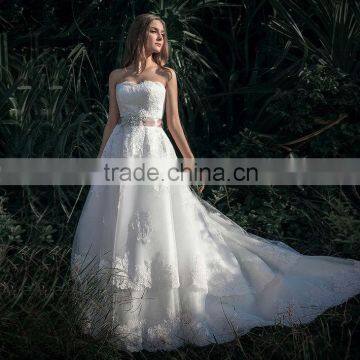 Charming Brilliant Appliqued Strapless Image Ball Gown Wedding Dress