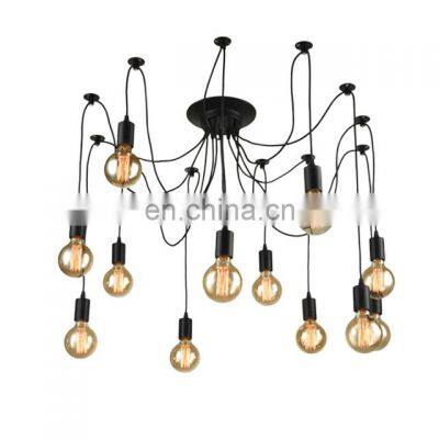 black Industrial style big Spider Multiple Heads chandeliers Pendant Lights for Indoor Decoration