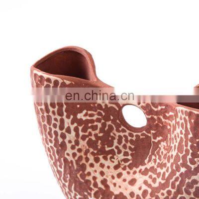 2021 Modern Unique Red Leopard Handbag Designed Ceramic Decorative Vase Large for Home Decor photo-2