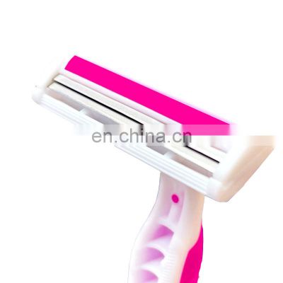 Excellent quality shaver two blades ladies full-body shaver rubber handle safe disposable shaver