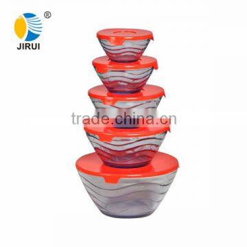 glass bowl set with wave pttern