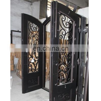 Wrought iron exterior security double steel door