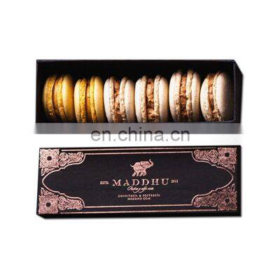 Black 100% recycled cardboard box hard gift boxes custom paper packaging box for macarons hot dog chocolate