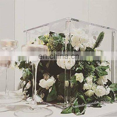 Elegant Acrylic Wedding Flower Stand Columns Clear Pillar Decorative Vases Rectangular Wedding Decoration