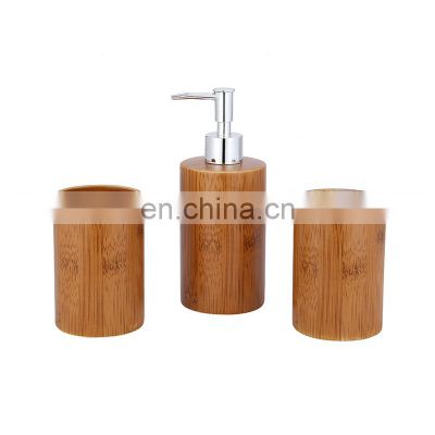 Modern Design Best selling Home Ceramic Design Bamboo Color Bathroom  accessories 3-piece Bamboo Bathroom set