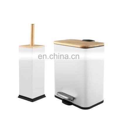 2020 Bamboo Products Wholesale Pedal Bin Waste Bin 3L 5L White Black photo-4