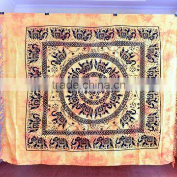 Elephant Print Indian Vintage Wall Tapestry Throw Cotton Double Bedsheet