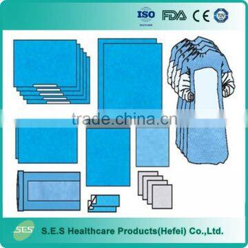 Single Use Nonwoven Surgical Universal drape Pack with Reinforced Surgical Gown