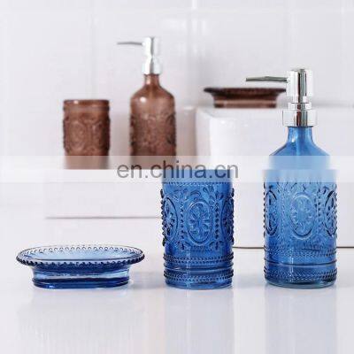 Luxury designer 3 pieces glass antique bathroom accessories set