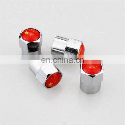 Custom Zinc Alloy Metal Chrome Chinese Flag  Logo Car Air Tire Valve Cap