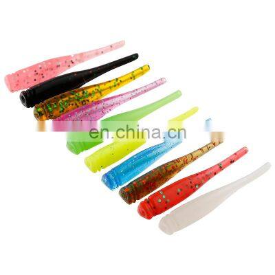 JOHNCOO New  43mm 0.5g 10pcs/bag Material Soft Worm Rubber Bait Fishing Lure Soft Shad Bait