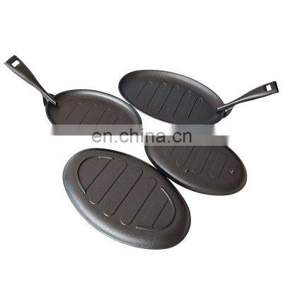 Hot Selling Steak Pan With Wooden Mat Cast Iron Cook Baking Pan Sets Non Stick Pan