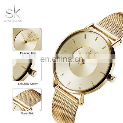 SHENGKE Bracelet Wrist Watch Set Golden Steel Mesh Band Watch Female Gift Box Set Gold Plated Watches & Bracelets&Bangles photo-2