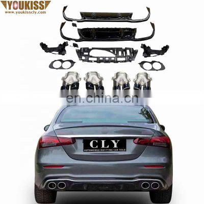 New Arrival RTS Style Rear Diffuser For 2021 Benz E Class W213 Modified E53 AMG Silver Black Diffuser Black Silver Exhaust Pipe