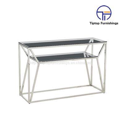 Contemporary Modern Design Luxury Stainless Steel Glass Marble Console Table With Mirror