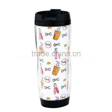 350ml double wall DIY leakproof plastic mugs with photos inserted