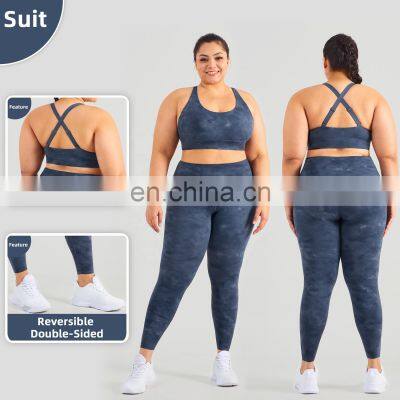 Tik Tok Plus Size Yoga Pants Wear On Both Sides Workout Tie Dye Push Up Leggings