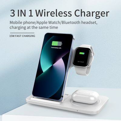 Portable 3 In 1 Desktop Newest Fast Charging Foldable Wireless Charger For IWtach and Mobile Phones photo-3