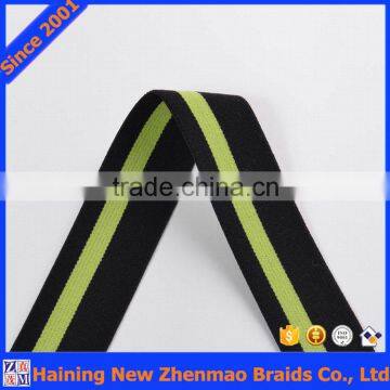 Strong green color striped elastic woven strap china supplier