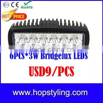 Direct Factory Offer 18W Led Work Light Bar Spot&Flood Combo 12V 24V Offroad 4X4 Driving Lamp