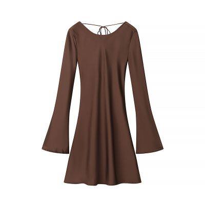 European-style and American-style Feminine and Spicy Girl's Tight-fitting Skirt in Earthy Tones With Back Ties and a One-piece Dress Style. photo-3