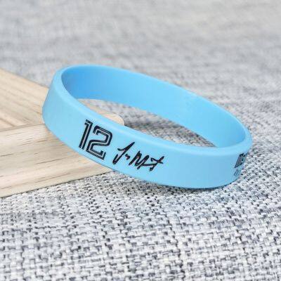 OEM Customized Model NO.12 Intaglio Color Filling Camouflage Large Elastic Smooth Sports Silicone Bracelet photo-2