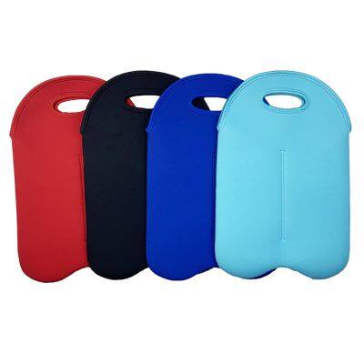 Custom 2 Pack Insulated Wine Carrier Bottle Covers Neoprene Wine Bottle Sleeve for Travel With Secure Carry Handle photo-2