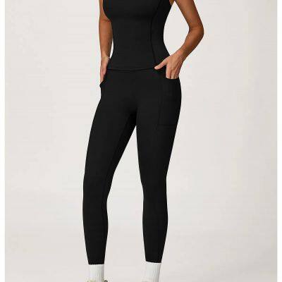 Casual Warm Fleece Lined Women Slim Fit Sports Set Breathable Yoga Top Quick-Drying Jacket High Waisted Leggings photo-3