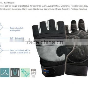 light mechanic gloves industry safety half fingers