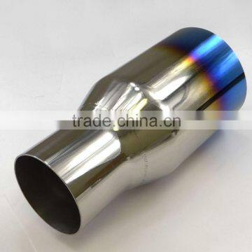 Blue Burnt Exhaust Single Muffler Tip Polished Stainless Steel 2.5" In 3.5" Out