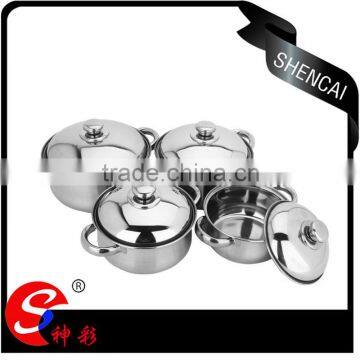 hot sale stainless steel induction cooking pot with ss lid/ shallow stock pot set