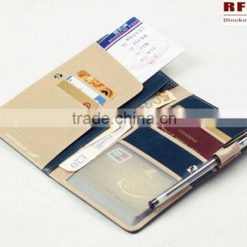 Genuine Leather Rfid Blocking Passport Cover With Pen