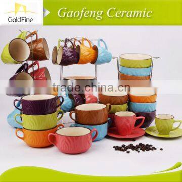 spray ceramic ware soup mug with spoon