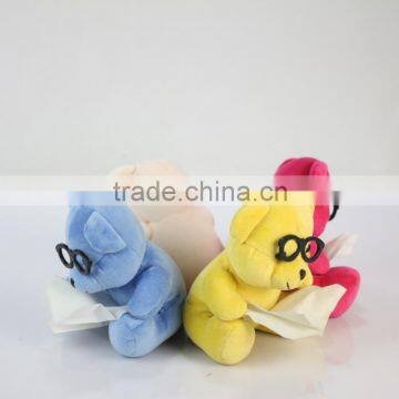 Plush Toy Teddy Bear Wearing Black Glasses/Luck Soft Colorful Toy Bear with Glasss/Stuffed Toy Sitting 14cm High Bear