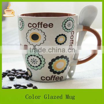 cheap custom coffee mugs by china manufacturer, ceramic coffee cup with logo and spoon