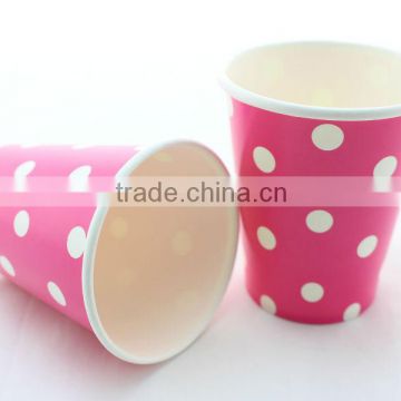 250ml Quality but Cheap Disposable Rose Red Polka Dot Paper Cups