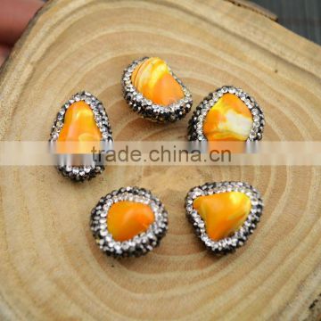 LFD-0015B Wholesale Druzy Shell Loose Bead , Pave Rhinestone Connectors Spacer Beads Jewelry Making