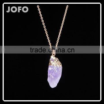 Fashionable Irregular Shape Natural Stone Amethyst Pendant Necklace SMJ0119