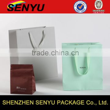 full color custom printed, shipping bag paper packaging with ribbon