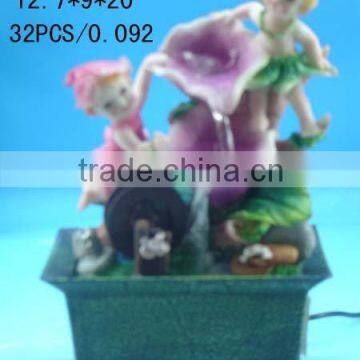 Polyresin children w/battery operated fountain